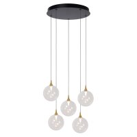LED H&auml;ngelampe Schwarz 5-flammig 2700 K L:48 cm