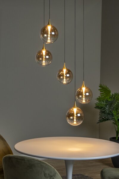 LED Hängelampe Glas Metall Bernstein 2700 K L:48 cm