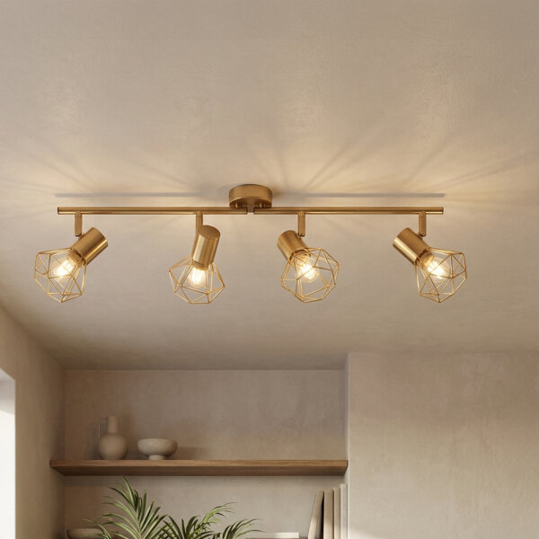 Deckenstrahler Spot Retro Metall in Messing Wohnzimmer