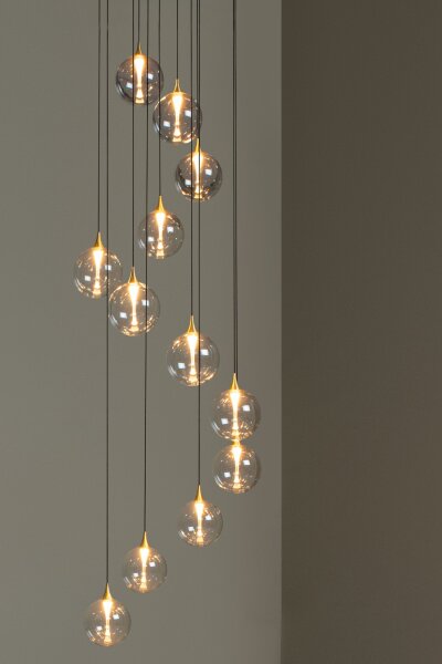 LED Hängelampe Glas Metall Schwarz 2700 K B:61 cm