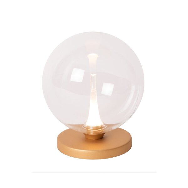 LED Tischleuchte Glas Metall Messing 2700 K H:17 cm