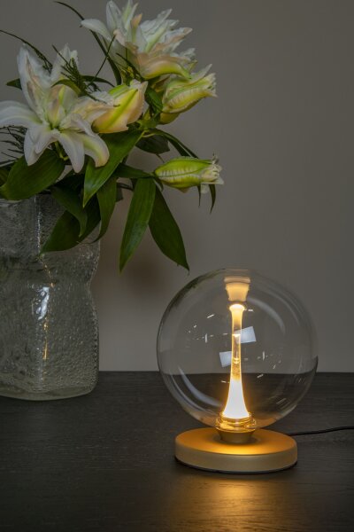 LED Tischleuchte Glas Metall Messing 2700 K H:17 cm
