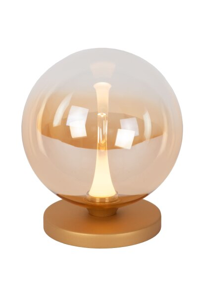 LED Tischleuchte Glas Bernstein Messing 2700 K H:17 cm