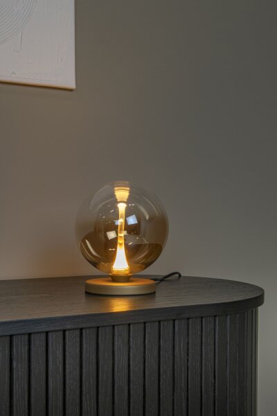 LED Tischleuchte Glas Bernstein Messing 2700 K H:17 cm