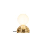 Tischlampe Glas Gold Wei&szlig; G9 H:18 cm Kugel edel