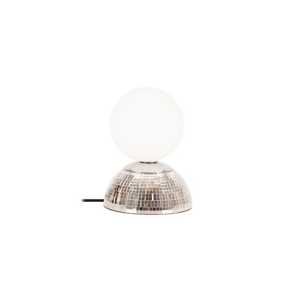 Tischlampe Glas Silber Weiß G9 H:18 cm modern edel