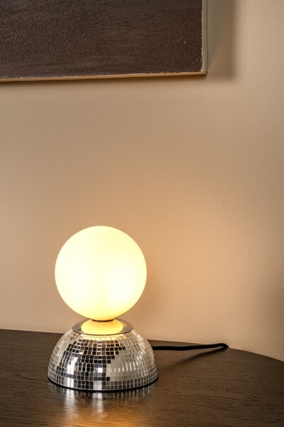 Tischlampe Glas Silber Weiß G9 H:18 cm modern edel