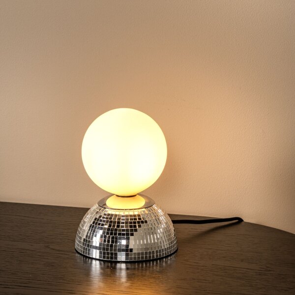 Tischlampe Glas Silber Weiß G9 H:18 cm modern edel