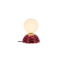 Tischleuchte Glas Rosa Wei&szlig; G9 H:18 cm Kugel edel