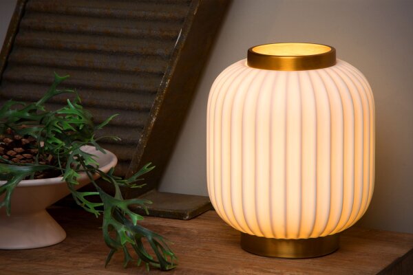 Tischlampe Porzellan Messing E14 H:23 cm modern edel