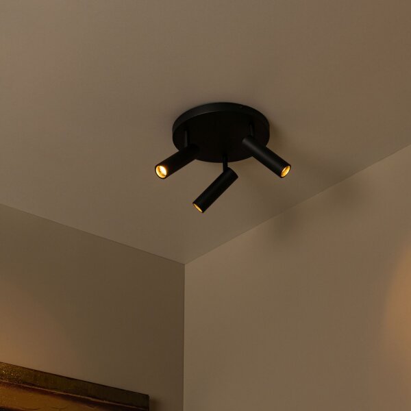 Deckenspot Aluminium Schwarz GU10 3-flammig modern