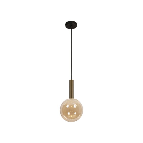 Hängelampe Glas Bernstein Messing G9 L:18 cm edel
