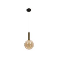 H&auml;ngelampe Glas Bernstein Messing G9 L:18 cm edel