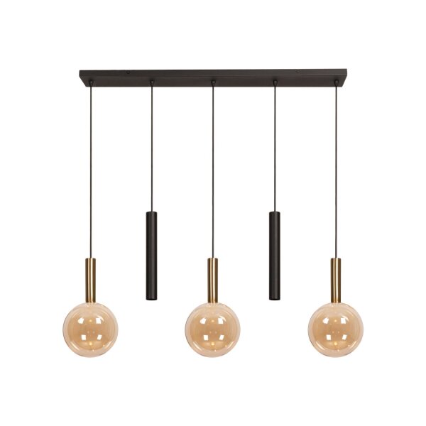 Pendelleuchte Glas Bernstein 5-flammig G9 L:105 cm