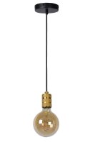 Vintage Hängelampe Metall Schwarz Messing E27 L:12 cm