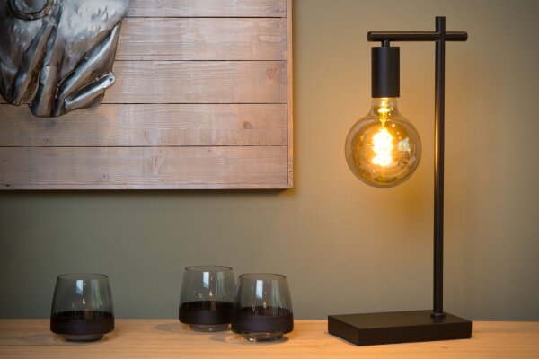 Tischlampe Metall Schwarz E27 H:52 cm modern edel