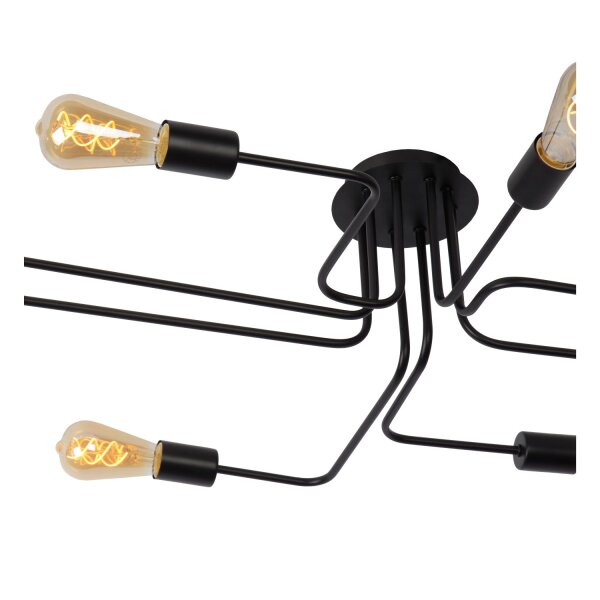 Vintage Deckenlampe Schwarz 8-flammig E27 B:150 cm