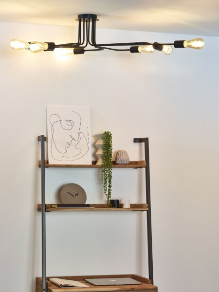 Vintage Deckenlampe Schwarz 8-flammig E27 B:150 cm