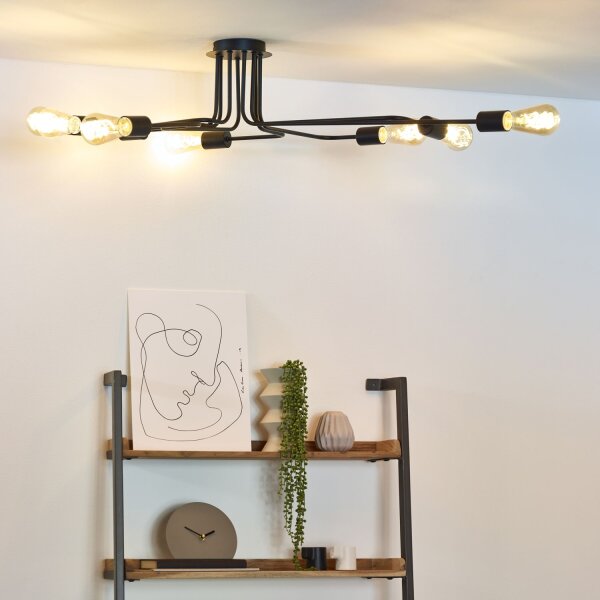 Vintage Deckenlampe Schwarz 8-flammig E27 B:150 cm
