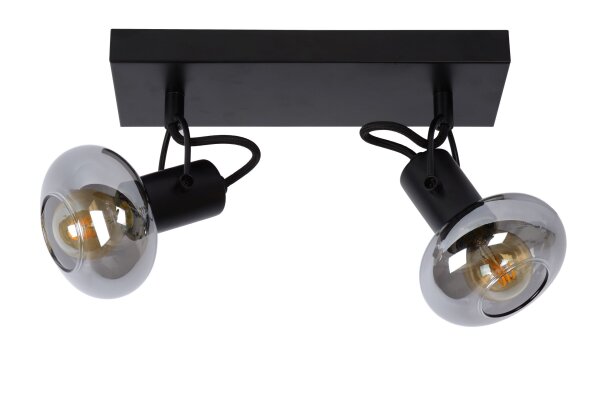 Retro Deckenstrahler flexibel Glas Schwarz E14 B:26 cm