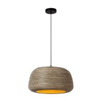 Hängelampe Metall Seegras Schwarz E27 rund L:47 cm