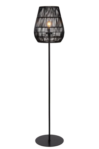 Stehleuchte Außen Rattan Schwarz E27 H:154 cm edel
