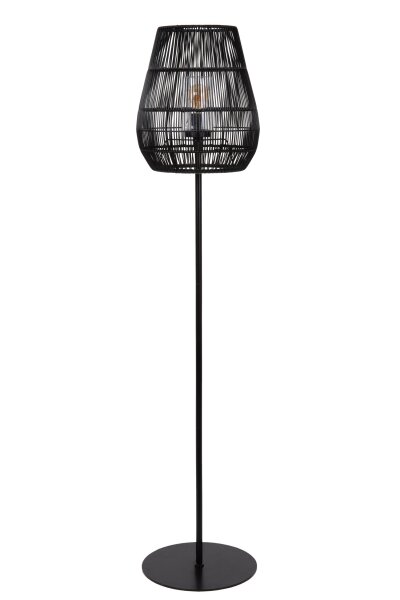 Stehleuchte Außen Rattan Schwarz E27 H:154 cm edel