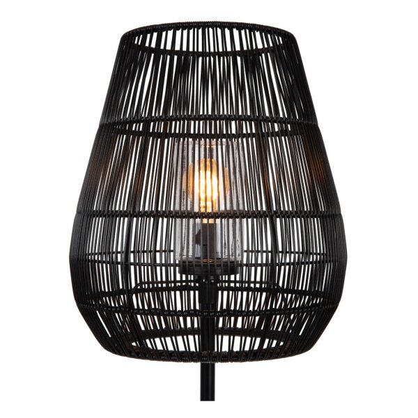 Stehleuchte Außen Rattan Schwarz E27 H:154 cm edel