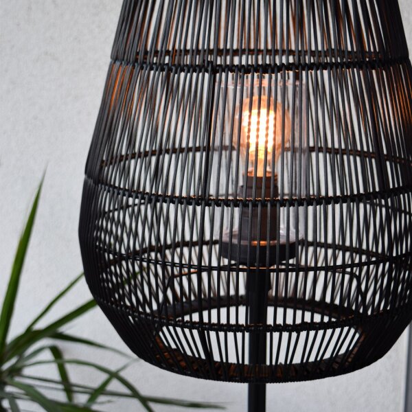 Stehleuchte Außen Rattan Schwarz E27 H:154 cm edel