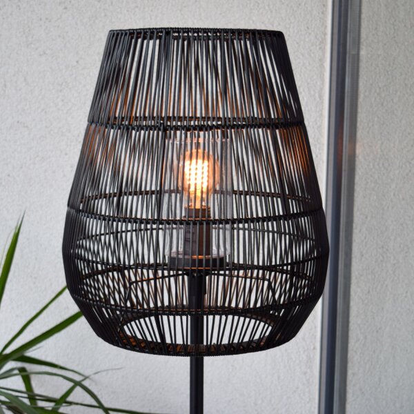 Stehleuchte Außen Rattan Schwarz E27 H:154 cm edel