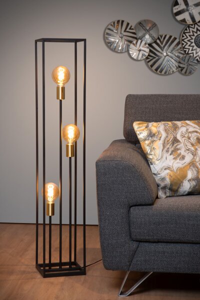 Stehlampe Metall Schwarz E27 H:120 cm modern edel