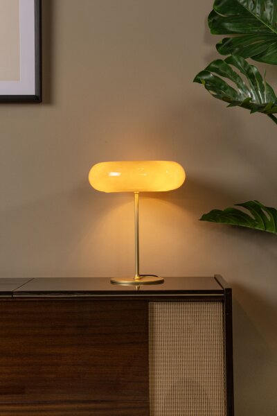 Tischleuchte Glas Messing G9 H:37 cm modern edel