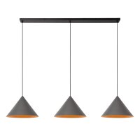 Pendelleuchte Grau 3-flammig E27 L:160 cm modern