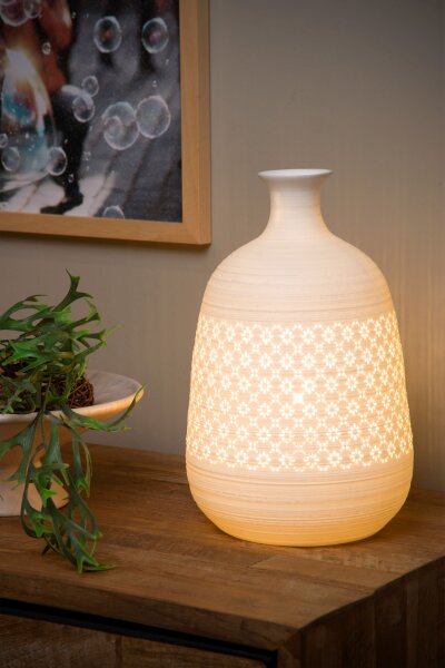 Tischleuchte Porzellan Weiß E14 H:29 cm Retro edel