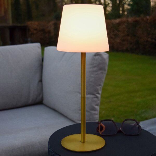 LED Tischlampe Akku Messing Weiß 2700 K H:41 cm modern
