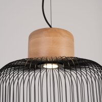 Hängelampe Stahl Holz Schwarz E27 L:35 cm Modern