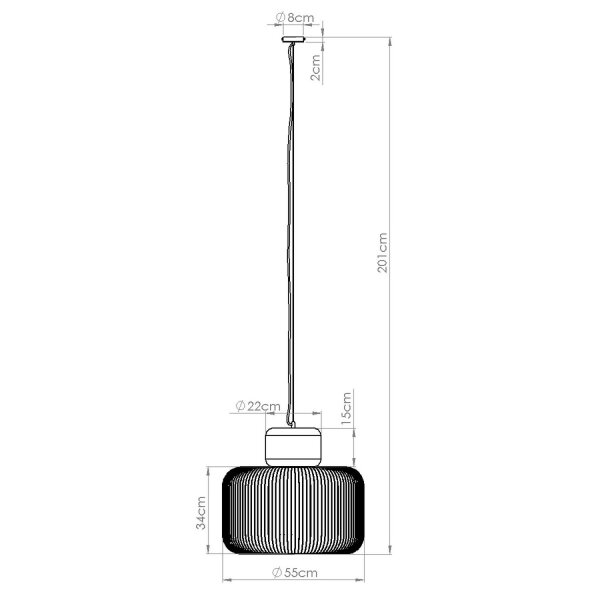 Pendelleuchte Metall Holz E27 L:55 cm Modern Design