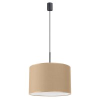 H&auml;ngelampe Stoff Taupe E27 L:40 cm blendarm Modern