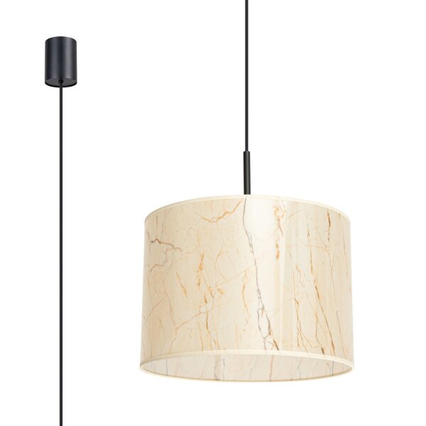 Pendelleuchte Stoff Marmor E27 L:40 cm Modern blendarm