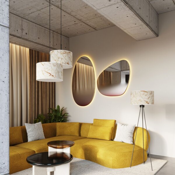 Pendelleuchte Stoff Marmor E27 L:40 cm Modern blendarm
