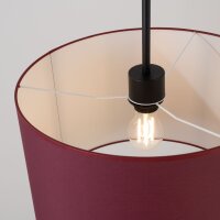 Pendelleuchte Stoff Bordeaux Rot E27 L:40 cm blendarm