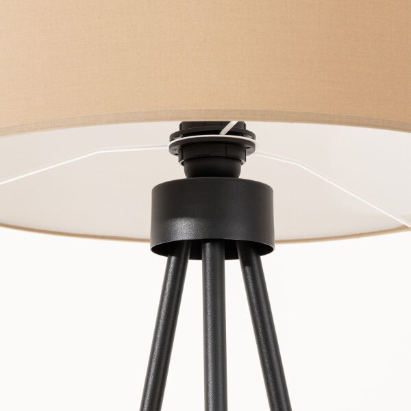 Stehleuchte Stoff Taupe E27 H:135 cm Tripod Modern