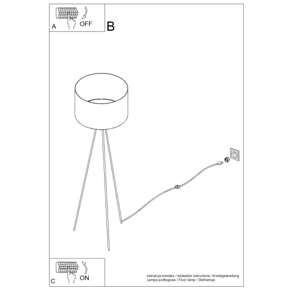 Stehleuchte Stoff Taupe E27 H:135 cm Tripod Modern