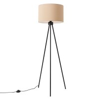 Stehleuchte Stoff Taupe E27 H:135 cm Tripod Modern