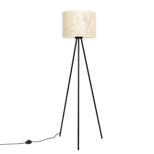Stehlampe Stoff Marmor E27 H:135 cm Tripod blendarm