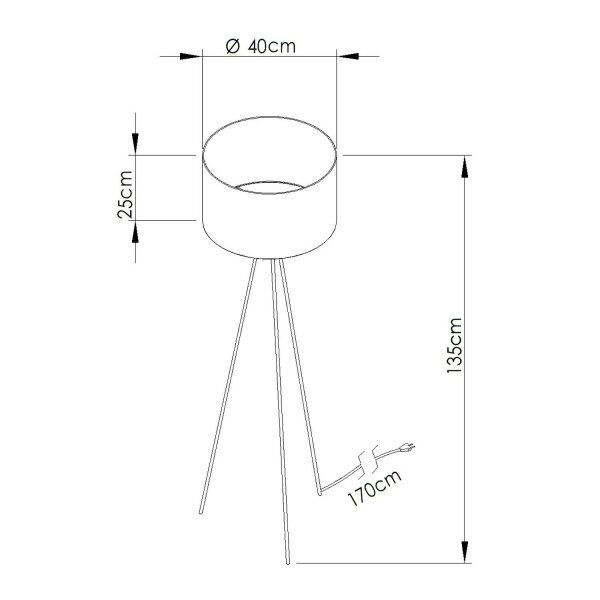 Stehlampe Stoff Marmor E27 H:135 cm Tripod blendarm