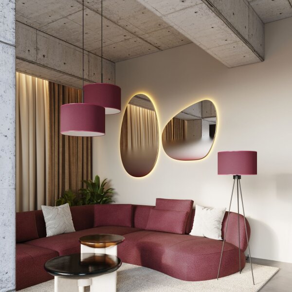 Stehlampe Stoff Bordeaux Rot E27 H:135 cm blendarm