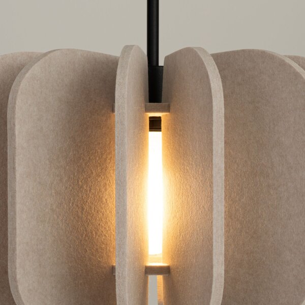 Pendelleuchte Filz Beige E27 L:45 cm Schirm Design