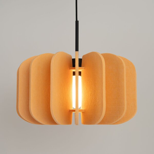 Hängelampe Filz Gelb E27 L:45 cm blendarm Modern