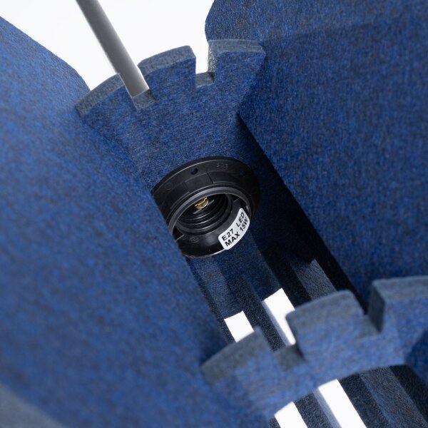 Pendelleuchte Filz Marine Blau E27 L:45 cm Rund